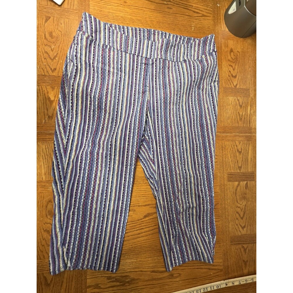 Westbound Women Pull On Capri Pants Plus Size 22W Striped Blue Red White Green